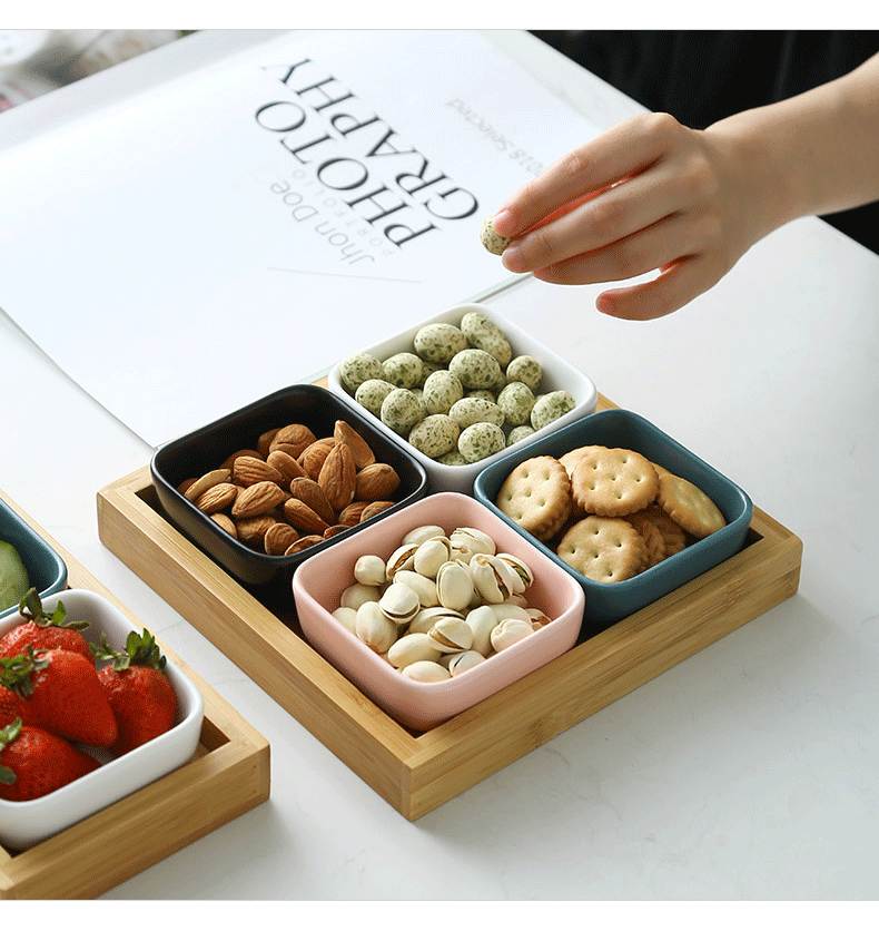 The Nordic idea Japanese bamboo frame ltd. ceramic foot bath hotels dip seasoning ingredients hotpot snacks flavor dishes