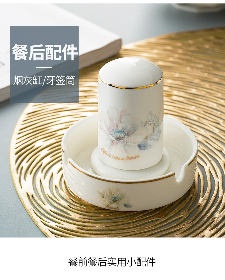 Light dishes suit I and contracted household jingdezhen high - grade up phnom penh key-2 luxury eat rice bowl European composite ceramic tableware