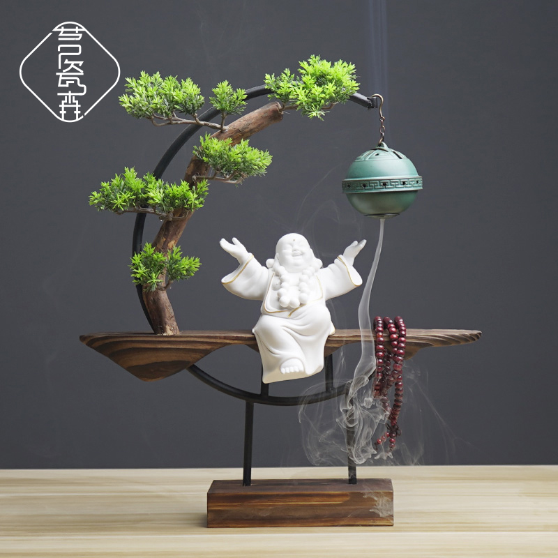 New Chinese-style backflow incense burner Zen ornaments hanging incense burner office living room club soft decoration lucky decoration