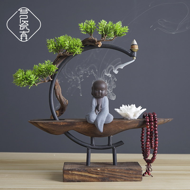 Chinese-style Zen small novice creative backflow incense burner home decorations tea table indoor aromatherapy furnace office decorations