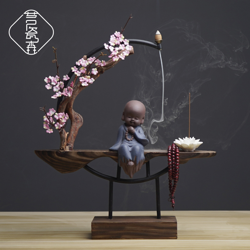 New Chinese-style Zen monk ornaments backflow incense burner aromatherapy stove creative home tea room living room porch decoration