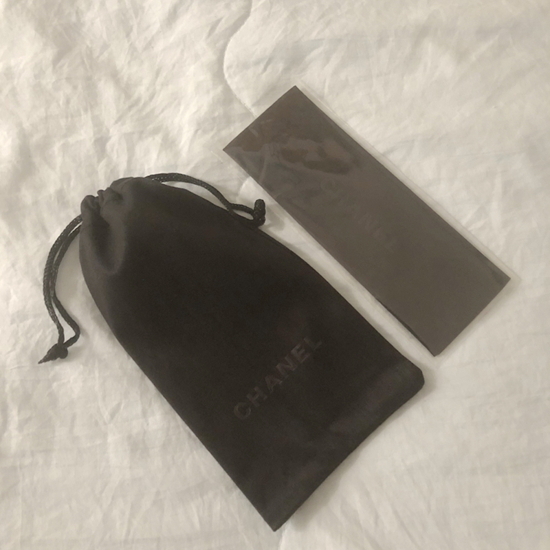 Original Chanel Black Microfiber Velvet Eyeglasses Dustproof Cloth Bag Sunglasses Pouch Storage Bag