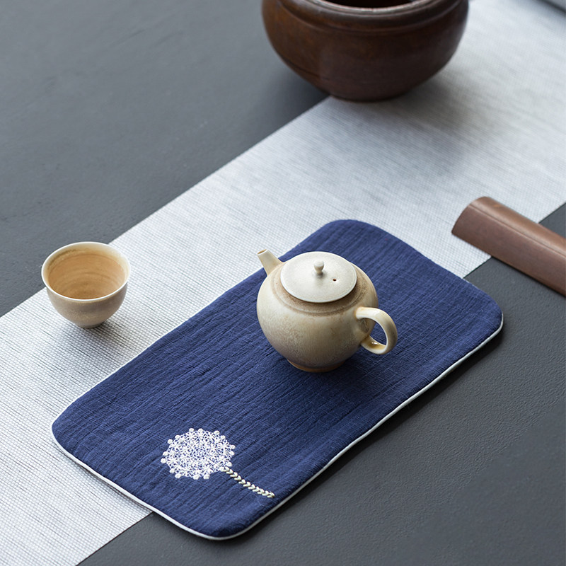 Tea cloth tea towel water absorption thick embroidery kung fu tea special towel towel high-grade tea table cloth mat tea mat dry bubble mat cloth