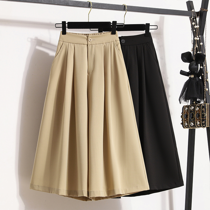 Women's Cropped Wide-Leg Pants, Summer Thin Skirt Pants, 2026 New Popular Style, Half Skirt Pants, Plus Size 6/7 Length Shorts