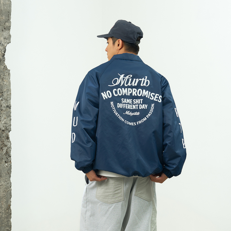 Midupdate 2026Aw Autumn American Retro Floral Slogan Print Long-Sleeve Workwear Coach Jacket