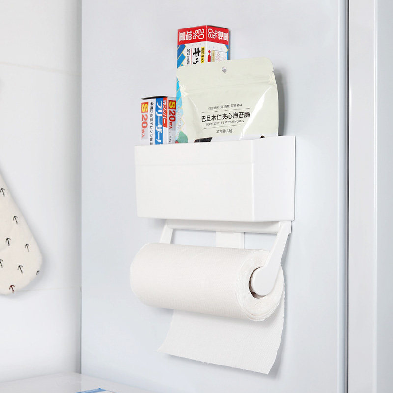 Japanese Kitchen Magnetic Suction Fridge Containing Shelf Side Wall Suction magnetic hanging frame Rolls Paper Towel Rack Magnet Refreshing Film bag Shelf-Taobao