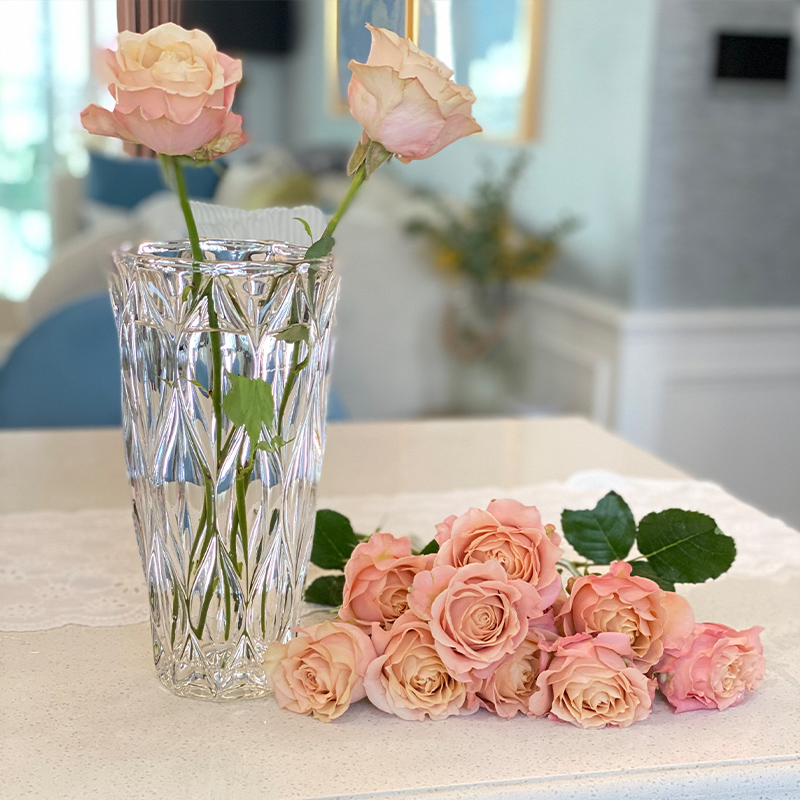 Creative transparent glass vase swinging piece Nordic Living room minimalist light extravagant flower arrangement Water raising rich and expensive bamboo net red large vase-Taobao