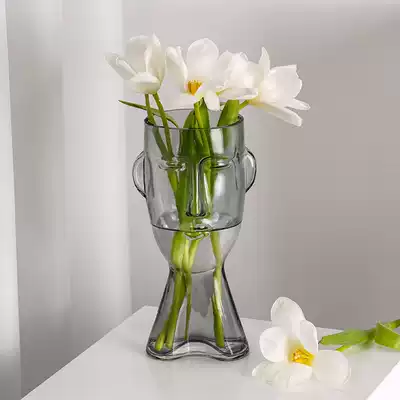 Creative Nordic portrait Glass Vase ornaments light luxury living room simple water cultivation flower arrangement Net red flower bottle
