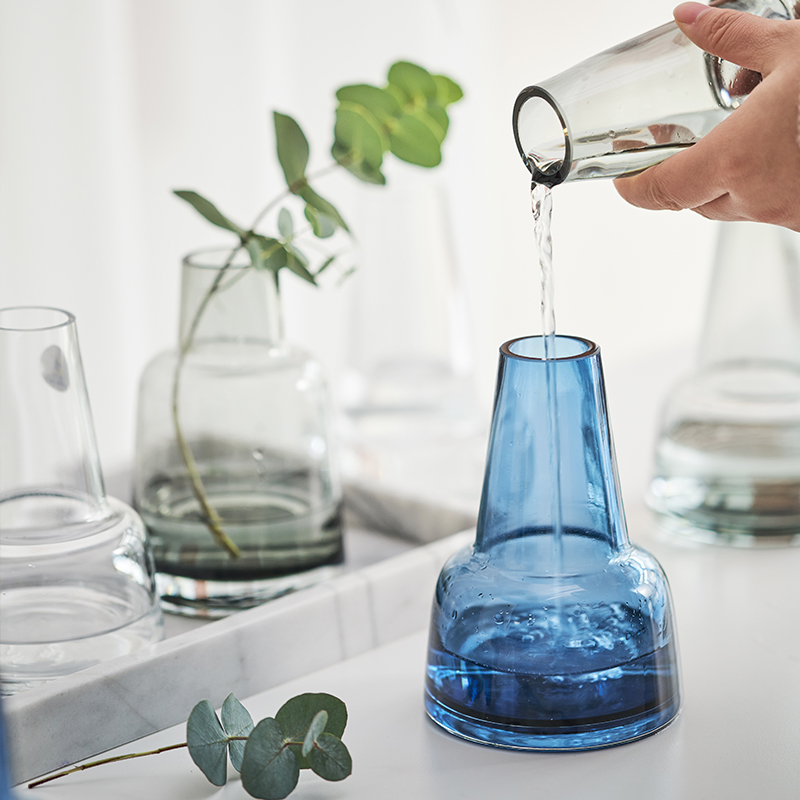 ins wind Nordic creative glass small vase ornaments Simple living room hydroponic flowers Hydroponic transparent flower arrangement