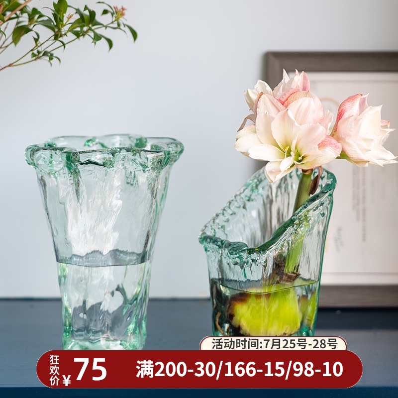 Nordic light luxury creative Spanish crystal glass vase ornaments Flowers hydroponic living room simple hydroponic flower arrangement