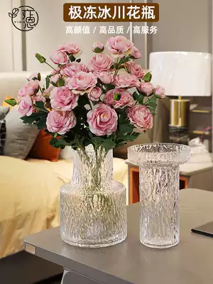 Simple light luxury ins transparent glass vase ornaments Nordic living room creative very Frozen Flower Net red flower flower arrangement