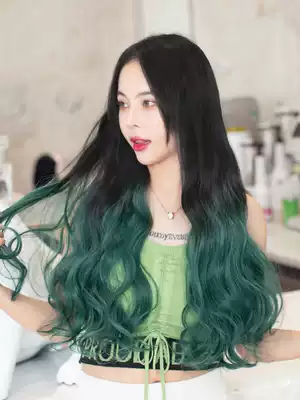 One-piece color wig film Female long curly hair large wave U-shaped hair piece unscented invisible highlights hair film