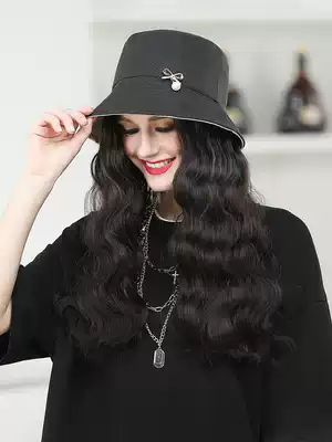 Wig hat one fashion wig female hair with hat full head cover autumn and winter simulation medium long curly hair wool roll
