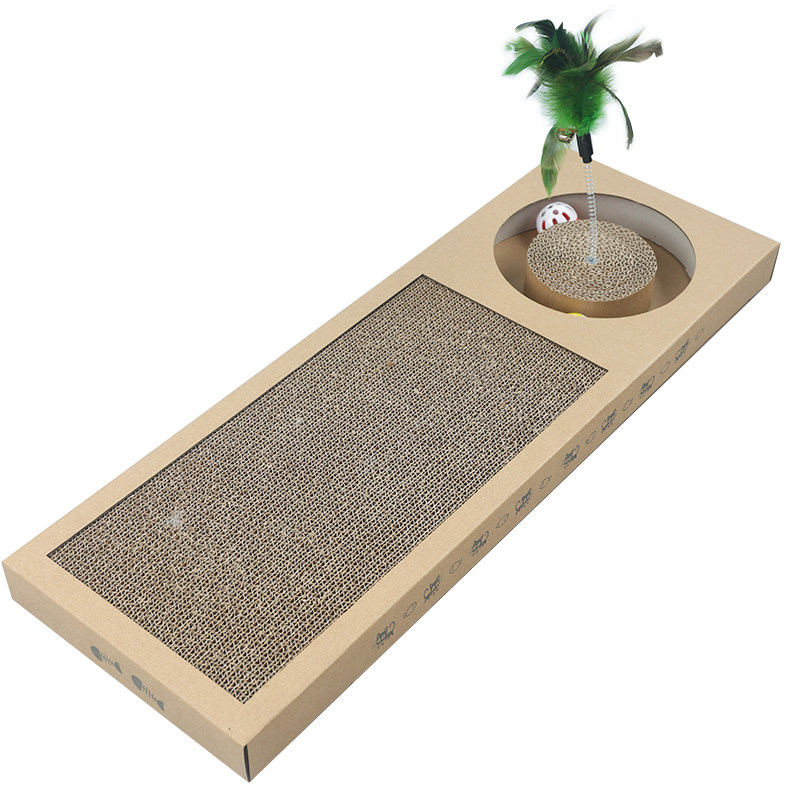 Cat scratching board toy all-in-one set cat feather toy grinding claw board practice claw teasing cat stick toy ball corrugated paper