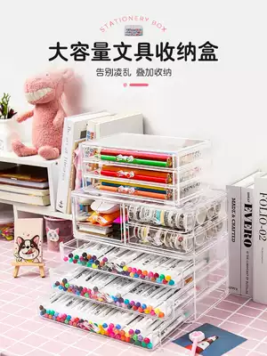 Stationery storage box desktop rack desk key pen transparent artifact desk hand account cute girl heart