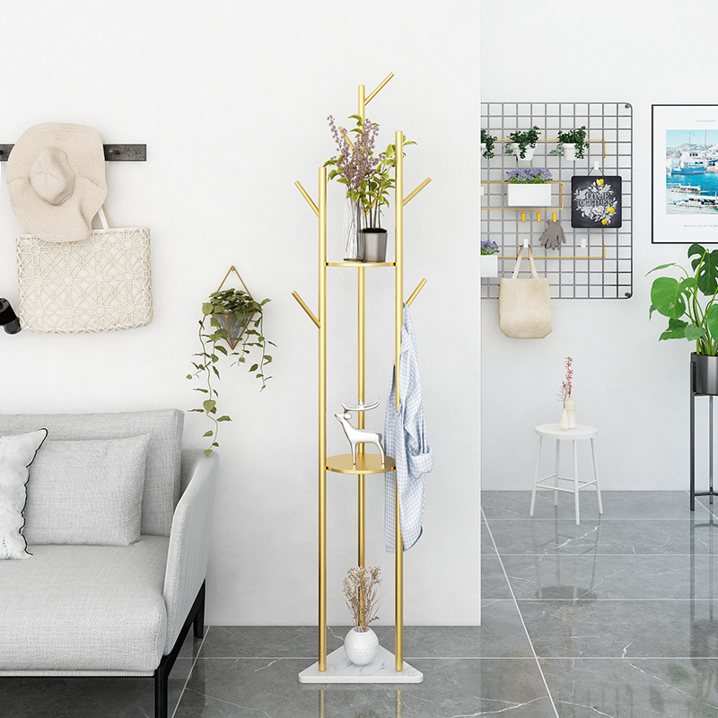 Nordic coat rack floor-to-ceiling simple marble bedroom coat rack rod-type household storage rack hanging clothes rack