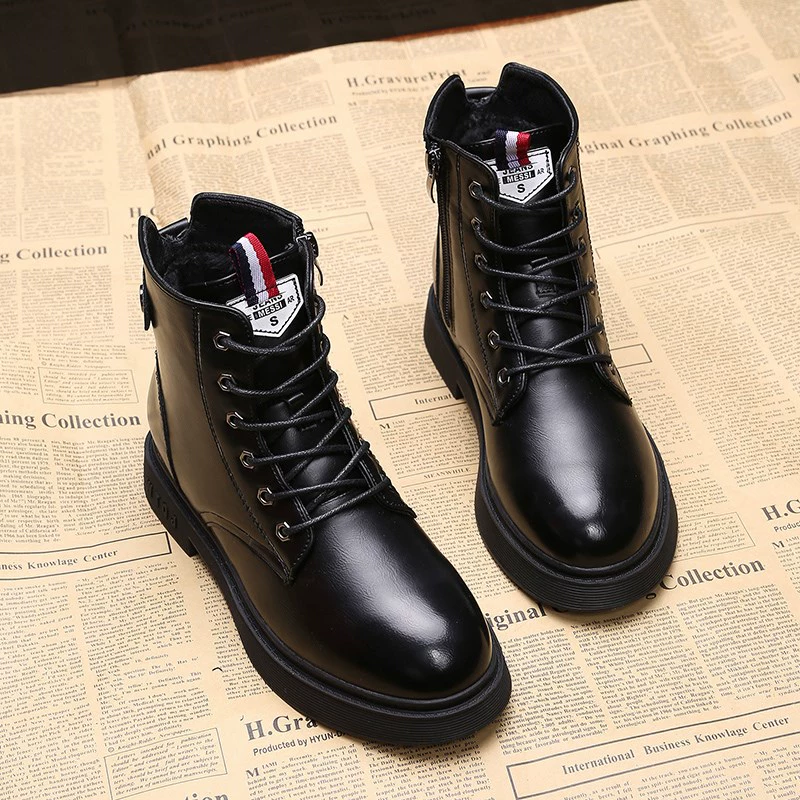 2019 mới Martin boots nữ mùa đông phong cách Anh bốt da mắt cá chân sinh viên giày cao gót đế dày tất cả các kết hợp giày bốt nữ - Kính râm