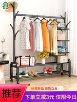 Simple hanging clothes hanger floor bedroom inner clothes hanger folding shelving clothes hat rack bar style home room clothes rack