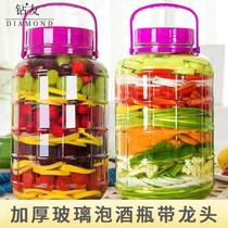 Thickened glass bubble wine bottle with tap 10 catty bottle of wine jar Wine Jar Sealed Jar