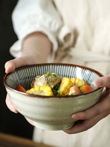 Японская керамическая посуда для домашнего использования для школьников, супница для еды