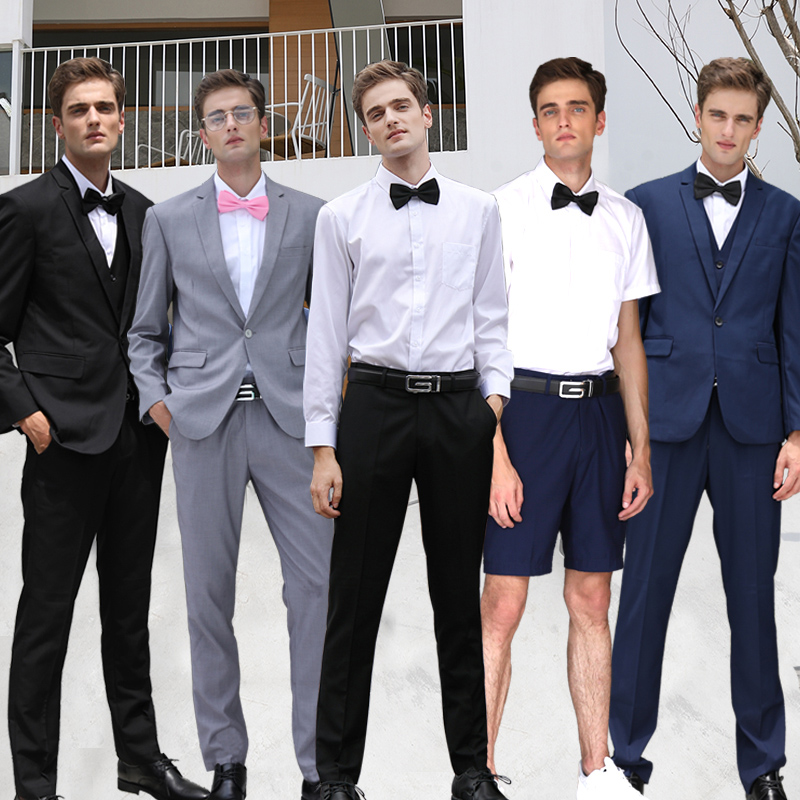 Out Rental Summer Western-style Suit Men's Bridegroom Group Business Positive Dress Career Small Suits to be married in Korean version