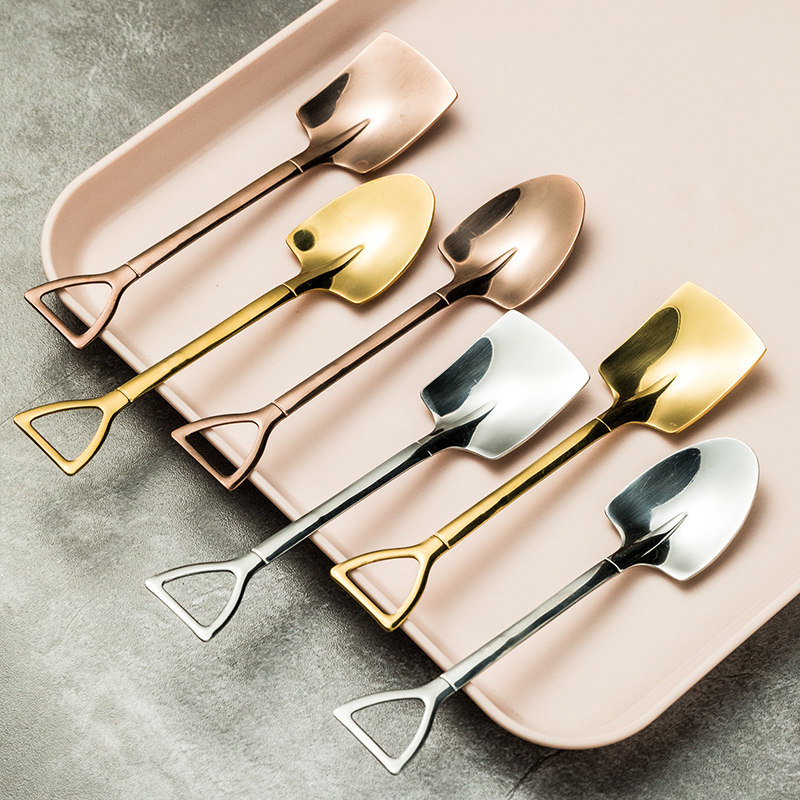 304 stainless steel shovel spoon flat head spoon creative small spoon household meal spoon shovel dessert spoon