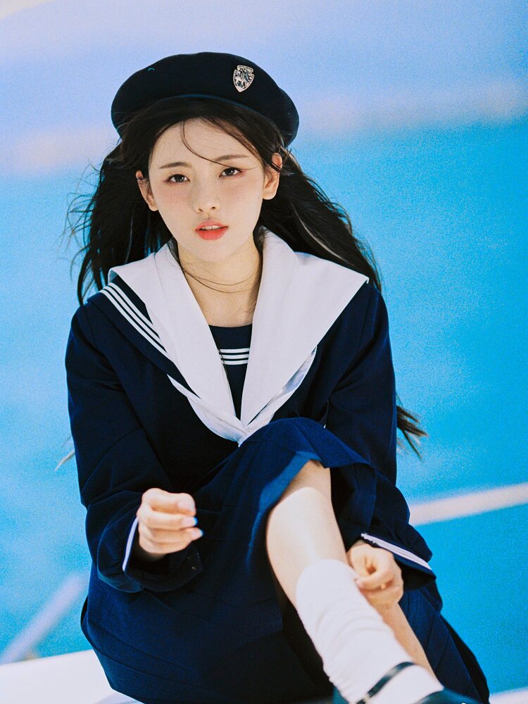 Yang Chaoyue with the same sailor suit full set of jk uniform skirt genuine college style thick cyan color middle suit summer