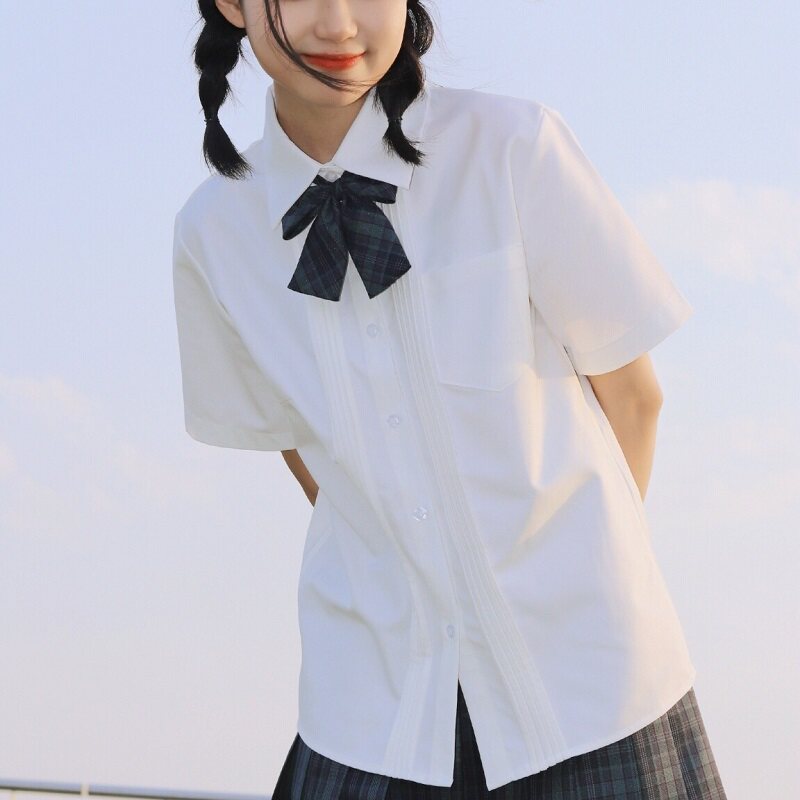Original jk shirt short-sleeved accordion pleats basic style Japanese college style genuine milk white uniform shirt female summer