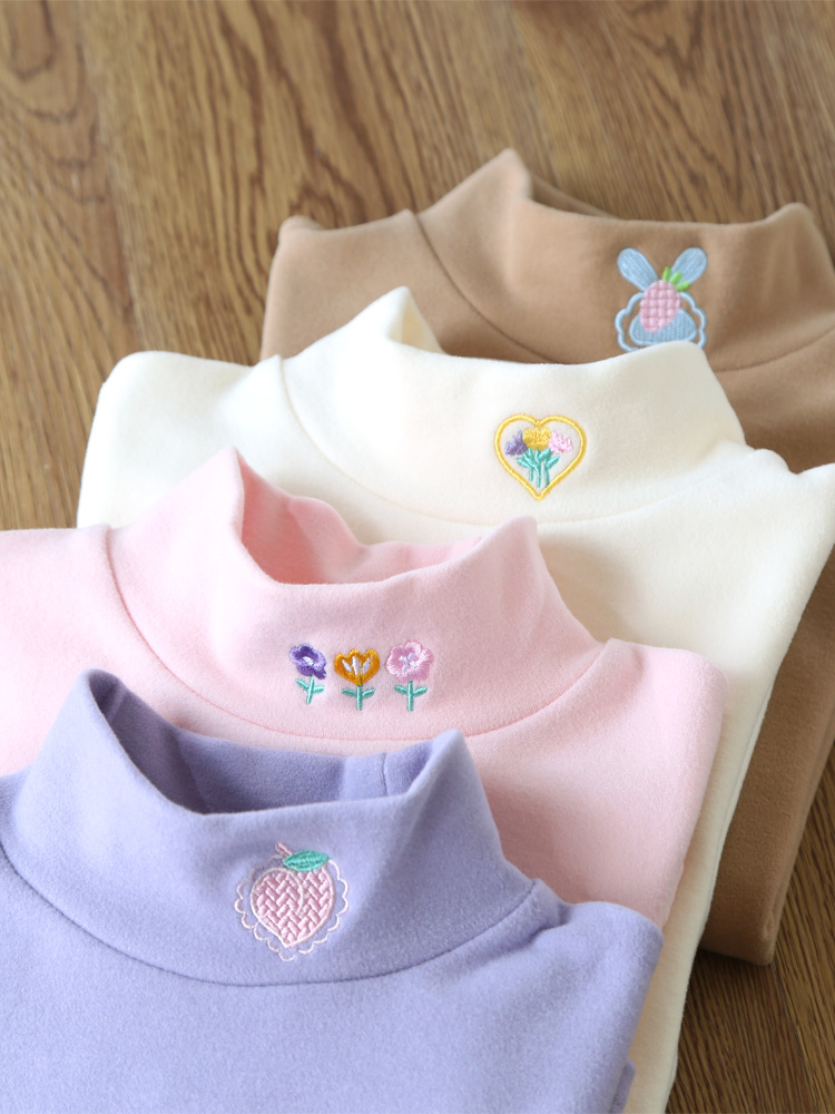 Girl's undershirt the new autumn and winter dress Children's foreign piste fashion Neo-large child delsuede semi-high collar warm blouses-Taobao