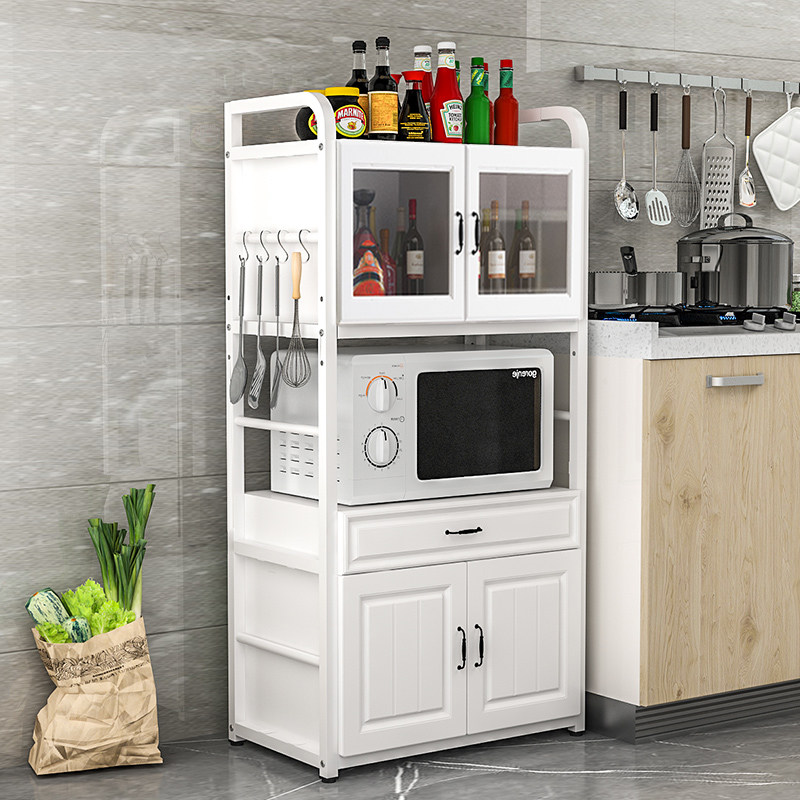 European-style kitchen storage microwave rack home floor multi-layer seasoning oven shelf with drawer locker