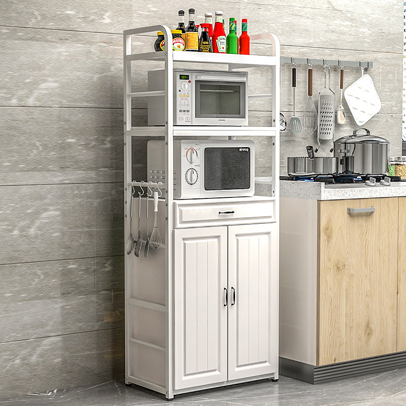 Kitchen Shelve Containing Cabinet Microwave Oven oven Bowl Tray Cabinet Multifunction Home Floor Multilayer with door with door