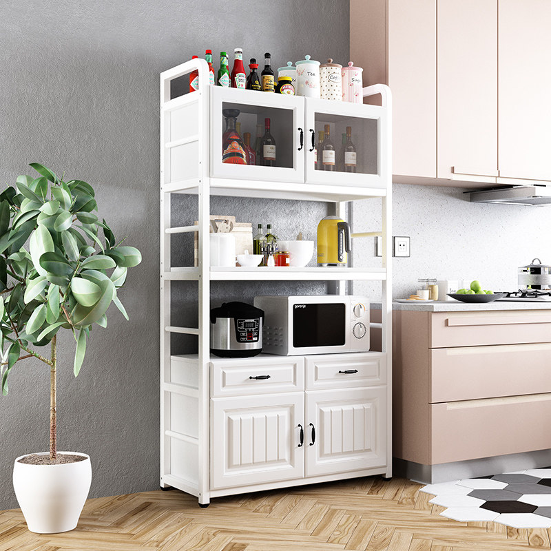 Kitchen shelve floor multilayer cupboards containing cabinet Put bowls and dishes pan with microwave oven to house the home dining room