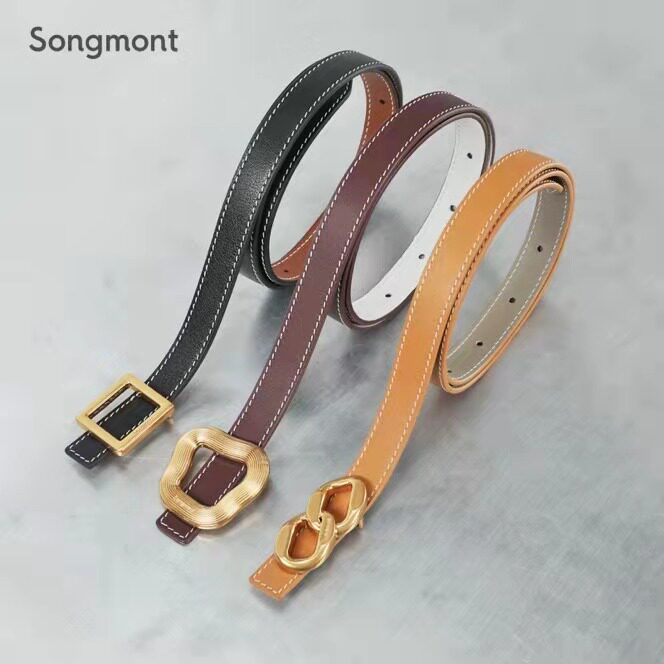 songmont lady belt double face free matching pants with designer new head layer of cow leather decorative leather strap