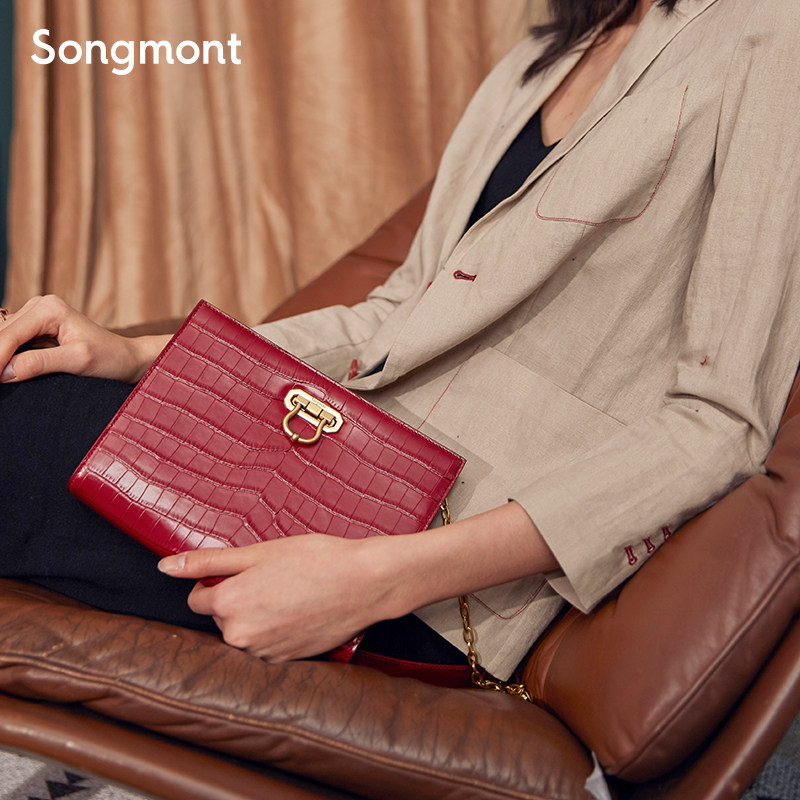 songmont retro horseshoe buckle crocodile pattern chain bag female crossbody new niche texture clutch bag