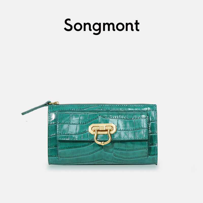 songmont crocodile textured mobile phone bag female inclined satchel designer chain hands with wrist bag