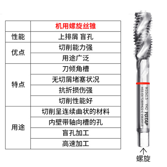 YG 다기능 탭 스테인레스 스틸 금속 태핑 코발트 함유 탭 M4M5M6이있는 특수 탭 팁 나사 기계