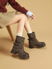 Daphne Retro Thick-Soled Booties 2026 New Autumn and Winter Chunky Heel Short Boots for Petite Height Increase Mid-Calf Boots
