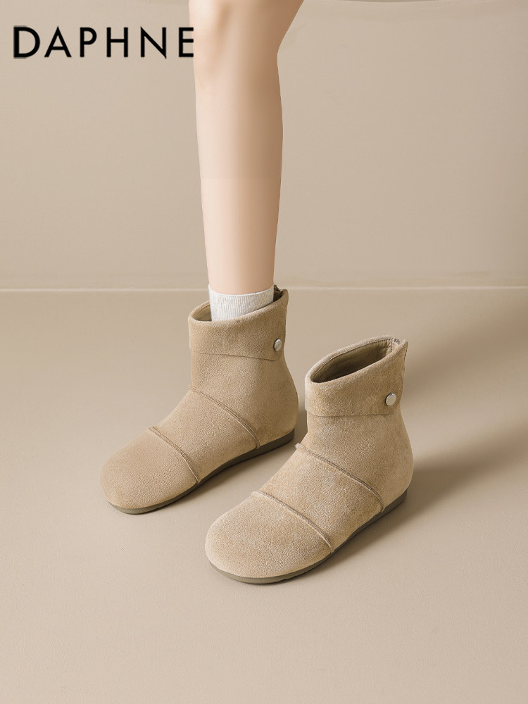 Daphne Short Boots for Women, Retro Suede Flat Martin Boots, 2026 New Autumn and Winter Thin-Soled Birkenstock Boots, Hot-Selling Style
