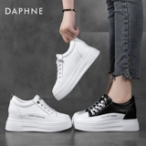 Высокая белая обувь, летние кроссовки на платформе, из натуральной кожи