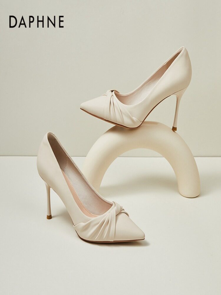 Daphne French-Style High Heels for Women 2026 New Autumn Pointed Toe Stiletto Elegant White Shoes to Match Skirts Women's Shoes