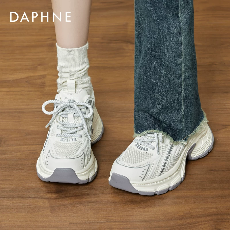 Daphne Silver Dad Shoes Women's 2026 New Summer Popular Thick-Soled Sports Shoes Increased Breathable Women's Shoes