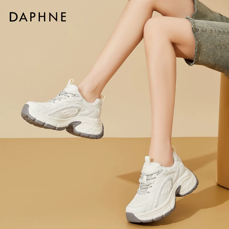 Daphne Silver Dad Shoes Women's 2026 New Summer Popular Thick-Soled Sports Shoes Increased Breathable Women's Shoes
