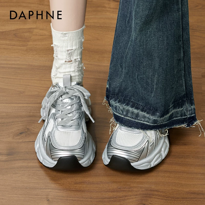 Daphne Silver Dad Shoes Women's 2026 New Summer Popular Thick-Soled Sports Shoes Increased Breathable Women's Shoes