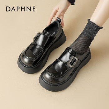 Daphne Thick-Soled Derby Shoes for Women 2026 New Autumn and Winter Large-Toe Loafers British Style Small Leather Shoes Commuter Shoes