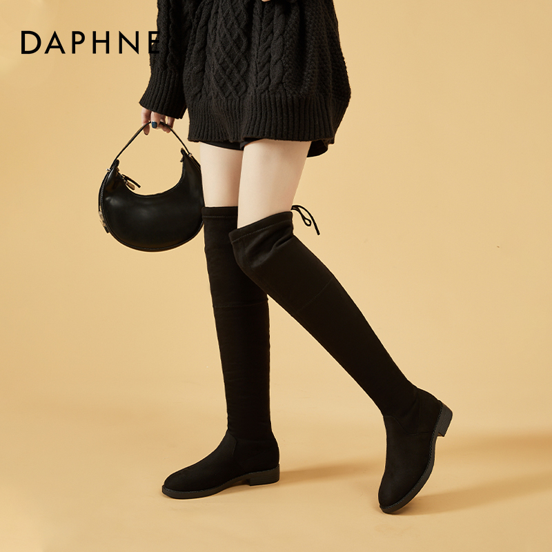 Daphne Height-Enhancing and Slimming Over-The-Knee Boots for Women, 2026 New Winter Fleece-Lined Long Boots, Suede High-Heeled Boots