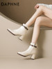Daphne French-Style White Elegant Short Boots for Women 2026 New Autumn and Winter High-Heeled Slim Boots Popular Fashion Women's Boots