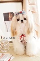 Lily studio original handmade pet headdress Yorkshire Shih Tzu Marzis Eugen yarn Peach heart hairpin