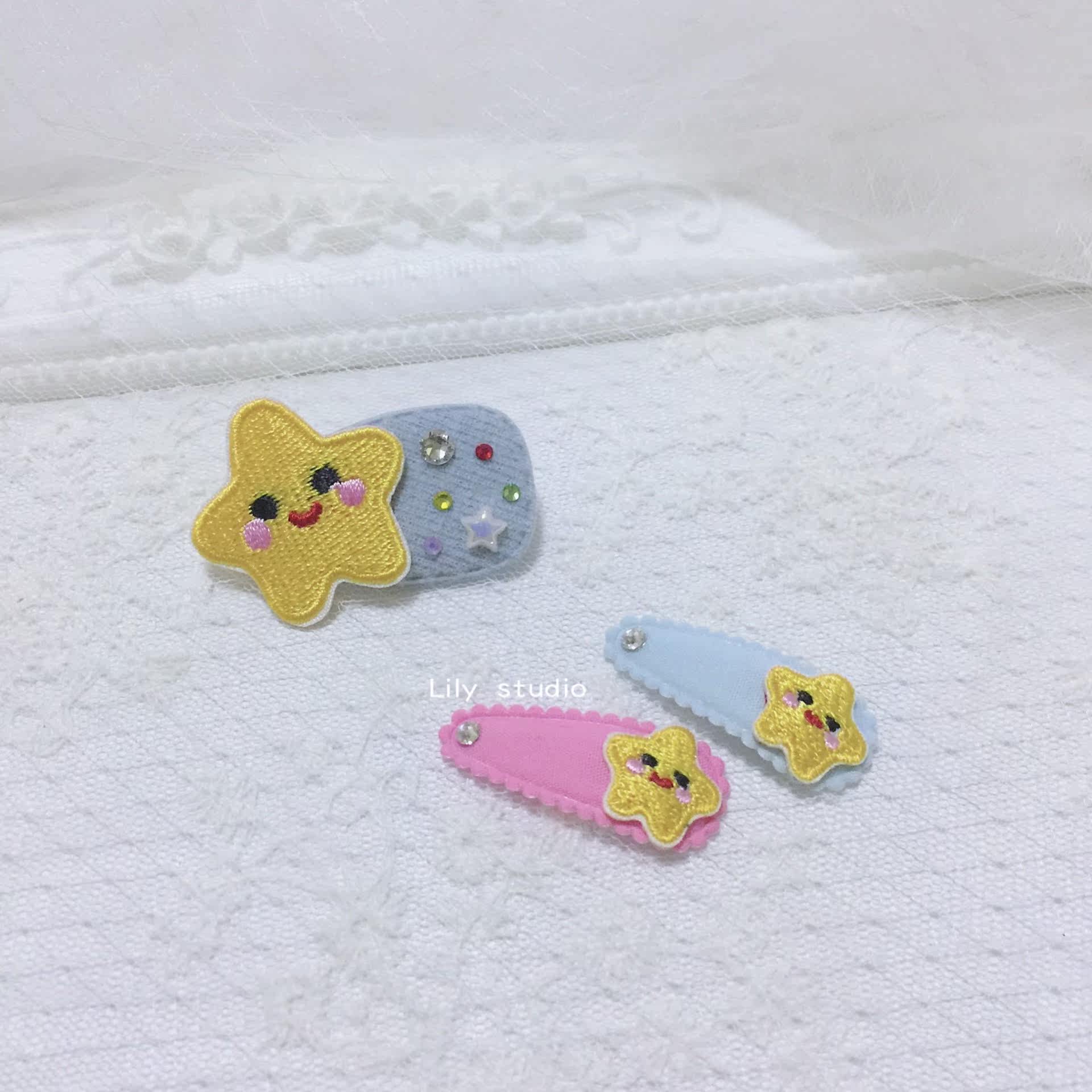 Lilystudio handmade pet headdress Teddy Yorkshire Marzis smiling face star head flower dog bb clip