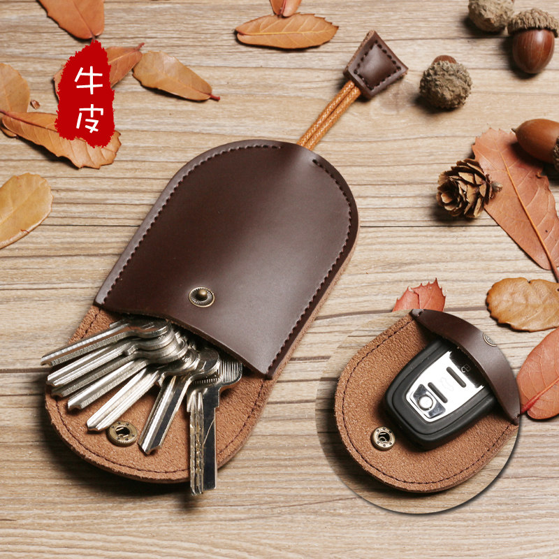 LAXS Key Bag Men's Home Large Capacity Multifunction Car Key Bag Women Genuine Leather Bagging Universal Pull-out