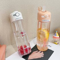 Summer water cups with high face value girls 2021 new simple day system plastic straw cup design small crowd water bottle male